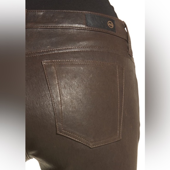 NWOT AG The Legging Super Skinny Leather Lambskin Pants in Brown - Picture 7 of 16